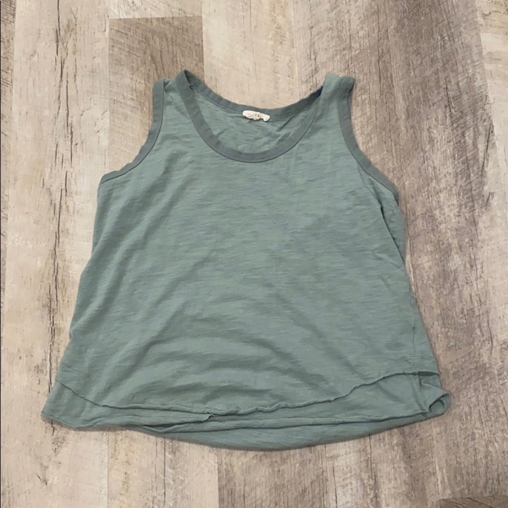 cotton bleu green tank top